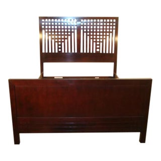 Chinese Stickley Solid Cherry Oriental Style Queen Size Bedframe For Sale