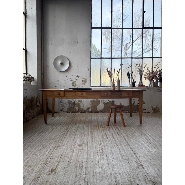Pine and Oak Farmhouse Table with Drawers, 1950s For Sale - Image 6 of 18