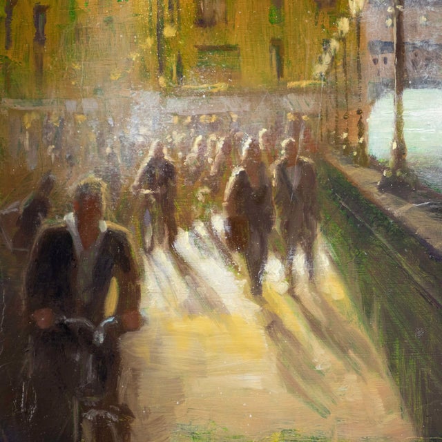 Florence Ponte Vecchio by Christopher Clark | Oil and acrylic on wood panel cityscape with bridge For Sale - Image 4 of 4