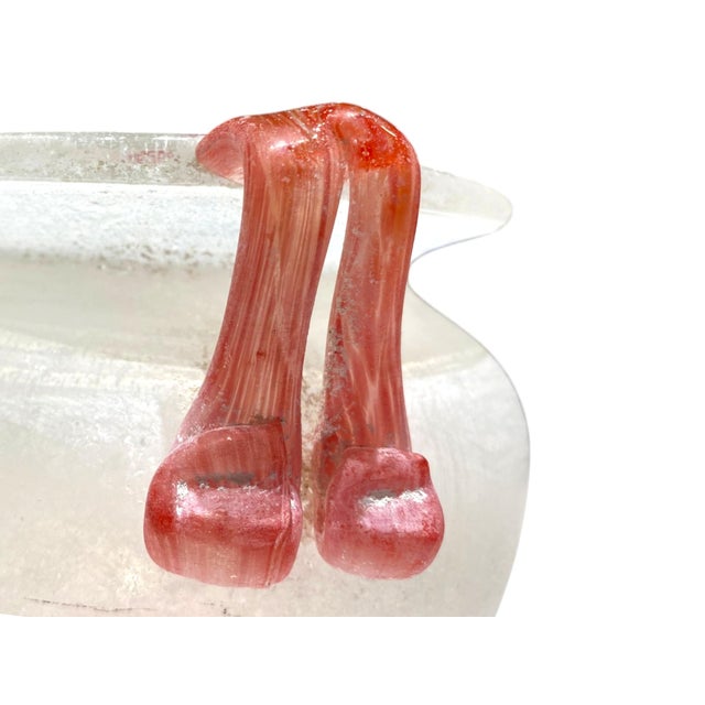 Murano Art Glass Bowl "Scavo" Italian Seguso White Red Vase Planter Decor For Sale - Image 10 of 12