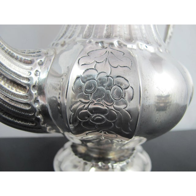 Vintage Italian 800 Floral Engraved Silver Coffee & Tea Creamer Sugar Set For Sale - Image 4 of 13