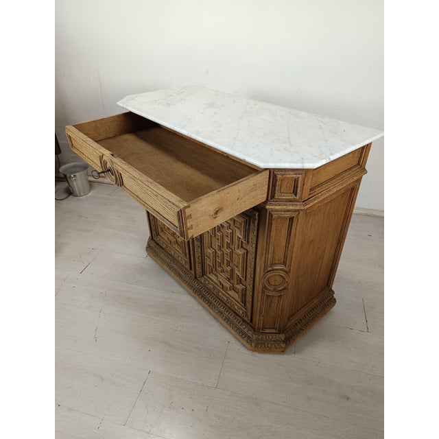Oak and Carved Marble Sideboard For Sale - Image 18 of 18