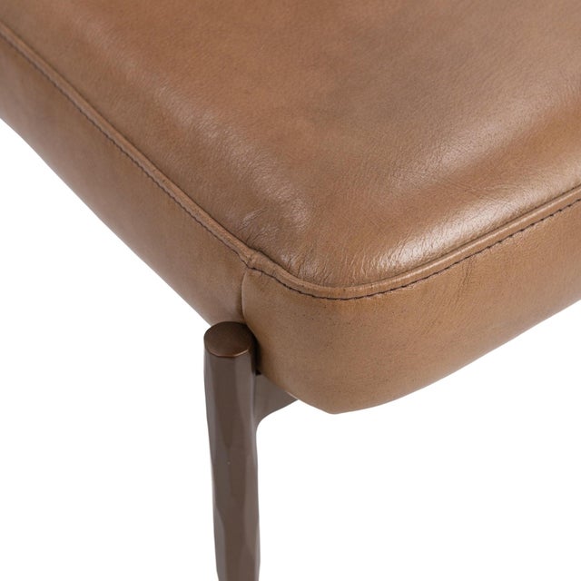 Tan Leather & Bronze Modern Dining Chair For Sale In Los Angeles - Image 6 of 7