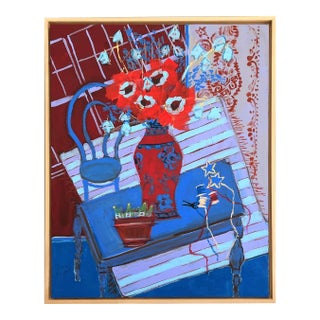 Folk Art Original Framed Painting "Stars and Stripes" by Shann Spishak For Sale