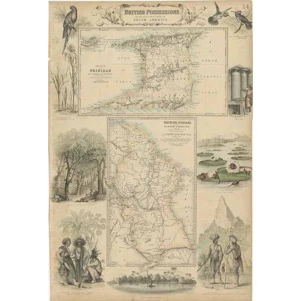 The antique print is a page from an 1860 A Fullarton atlas, providing a comprehensive view of the British possessions on...