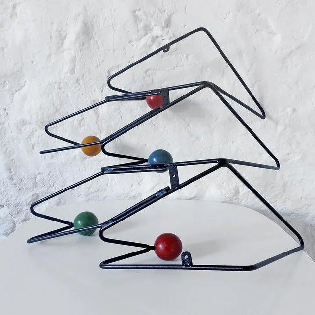 Mid-Century Modern Wall Coat Rack by Roger Feraud for Dupré-Hauser, France, 1950s For Sale - Image 9 of 10