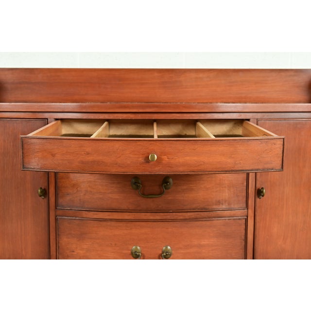Brown Federal Cherry Wood Serpentine Front Sideboard Buffet by Morganton, Circa 1950s For Sale - Image 8 of 14