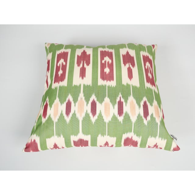 Green Handmade Ikat Pillow Cover For Sale In Philadelphia - Image 6 of 7