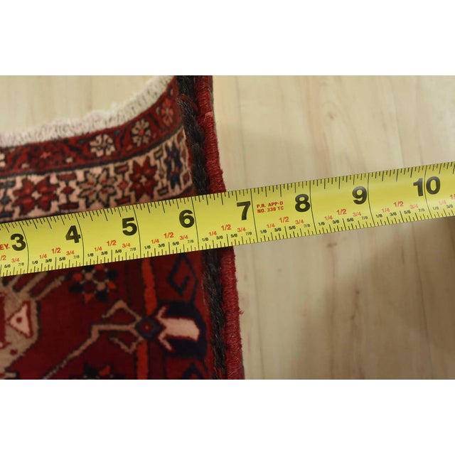 Karajeh Runner 3’7” X 10’3” Red Wool Vintage Tribal Hand-Knotted Oriental Rug For Sale - Image 12 of 14