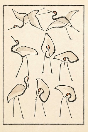 Crane Studies I by Katsushika Hokusai, Japanese Art Print Reproduction, 16" X 24"