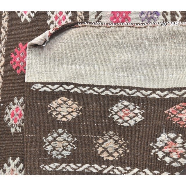 Textile 1970s Vintage Turkish Runner Handwoven Wool Flatweave Kilim Rug For Sale - Image 7 of 8