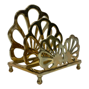 Brass Shell Motif Letter Holder or Napkin Holder