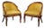 Vintage Neoclassical Gold Stripped Mahogany Barrel Club Chairs - A Pair For Sale