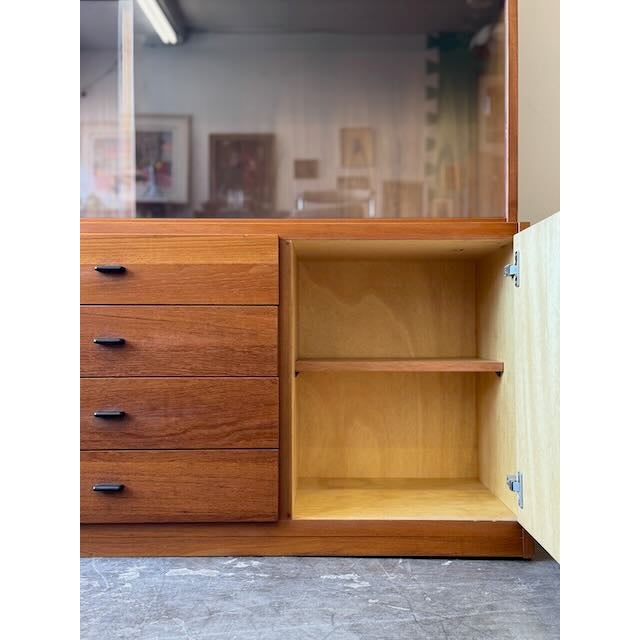 Vintage Teak 2 Piece Display Hutch For Sale - Image 9 of 11