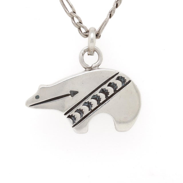 Late 20th Century Vintage Southwestern Sterling Silver Bear Pendant for a Necklace For Sale - Image 5 of 13