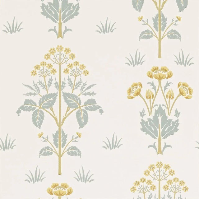 Morris & Co Meadow Street Wallpaper in Gold/Slate - a Sample For Sale