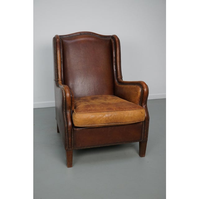 Vintage Dutch Cognac Leather Club Chair, 1970s For Sale - Image 3 of 15