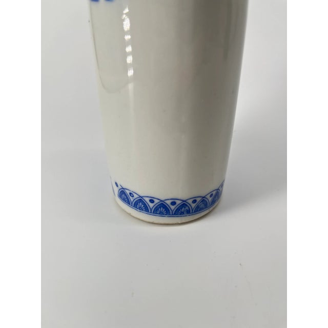 Blue Vintage Japanese Sake Bottle With Blue Floral Motif – Traditional Ceramic Tokkuri For Sale - Image 8 of 8