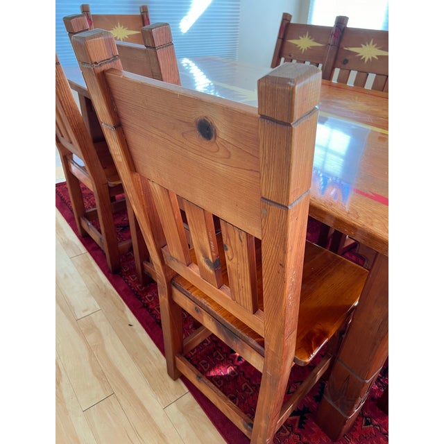 1990s Vintage Handmade Table With 8 Matching Chairs - Set of 9 | Chairish