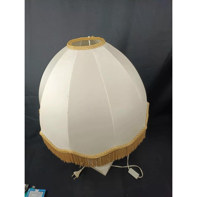 French Provincial Late 19th Century Alabaster and Brass Lamp Base With Lampshade For Sale - Image 3 of 12