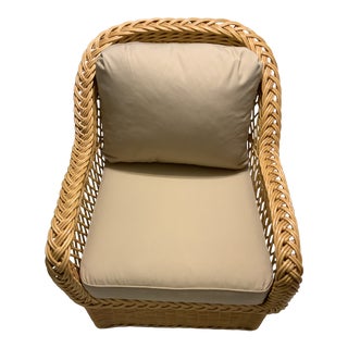 1990s Vintage Bielecky Bros Wicker Chair For Sale