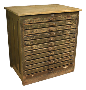 20th Century Woodcut Workshop Chest of Drawers in Lacquered Wood, 1930s