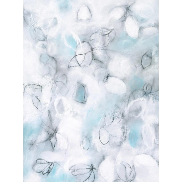 Float No.10 - Soft Blue Neutral Contemporary Drawing on Paper For Sale