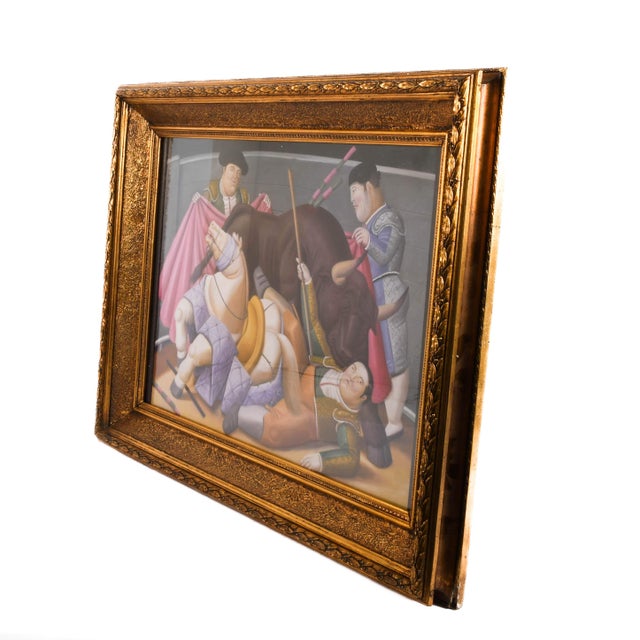 Late 20th Century Print of El Quite by Fernando Botero in Gold Frame For Sale - Image 5 of 15