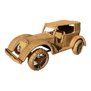 Giant Vintage Wicker and Rattan Luxury Automobile For Sale