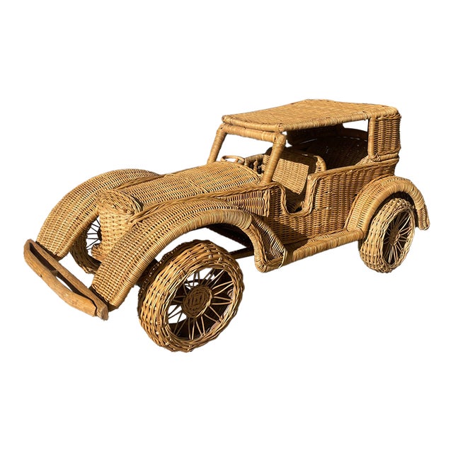 Giant Vintage Wicker and Rattan Luxury Automobile For Sale