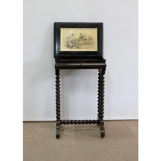 Small Napoleon III Period Lacquered Wooden Work Table, Mid 19th Century For Sale - Image 17 of 18