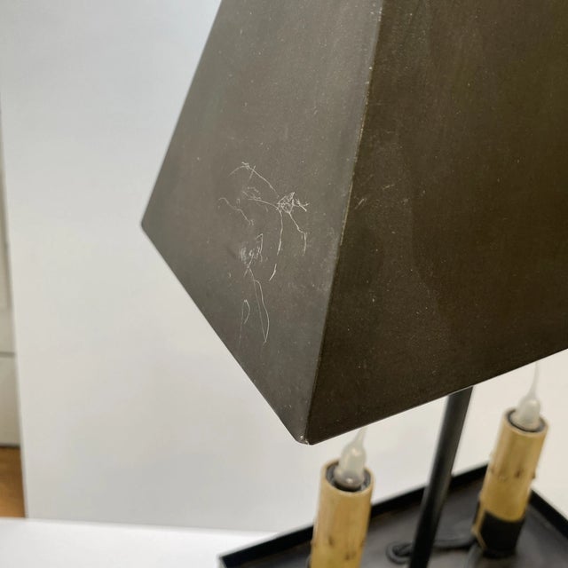 Black 1990s Colonial Tin Metal Two-Candle Light Table Accent Lamp Primitive For Sale - Image 8 of 18