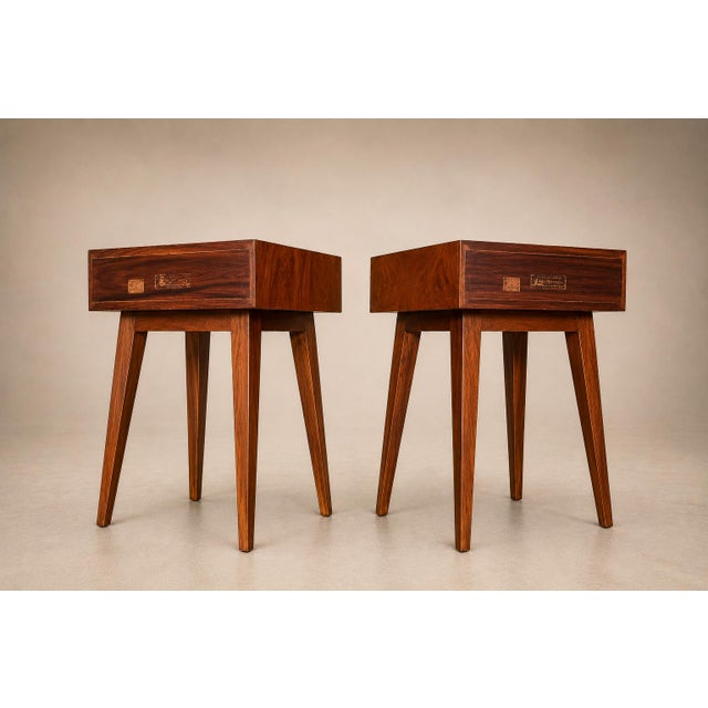 Brazilian Modern Pair of Imbuia Wood Nightstands by Teperman, Brazil, 1950s For Sale - Image 17 of 18