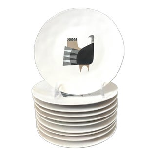 Rare Crate and Barrel by Andrew Holder 2018 Animal Dessert or Salad Plates. Set of 10. For Sale