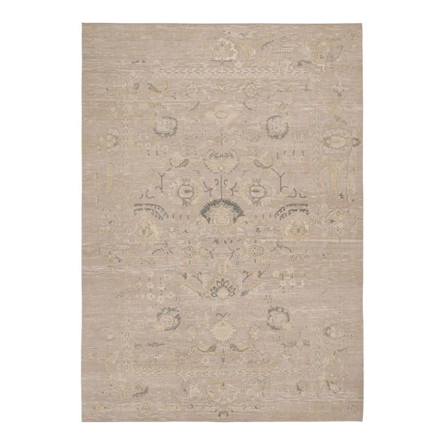 2010s Rug & Kilim’s Oushak Style Rug in Beige, Gray & Gold Geometric Patterns For Sale
