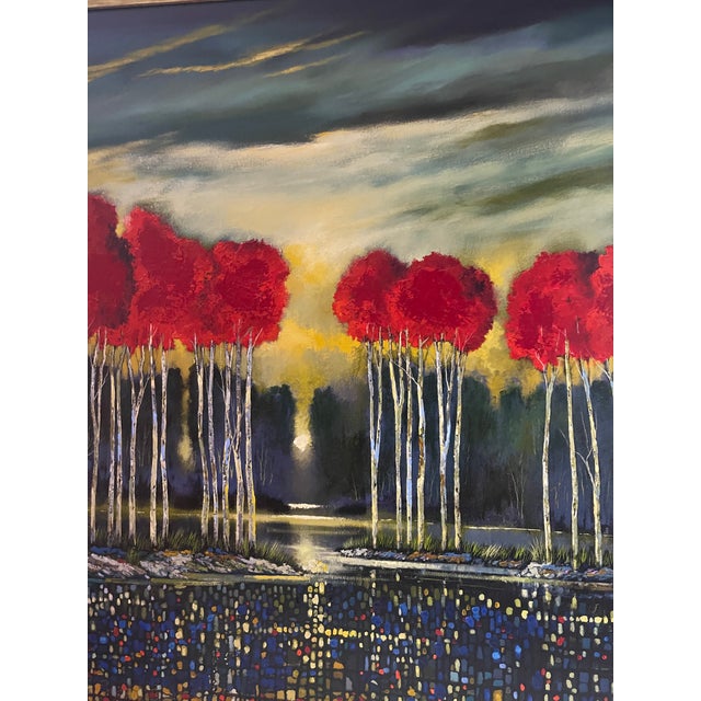 Red Modern Abstract Red Tree Painting For Sale - Image 8 of 12