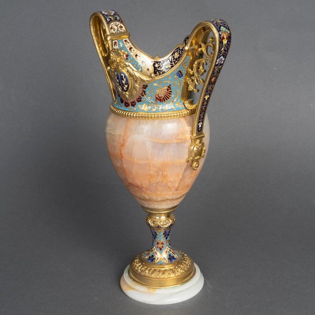 Enameled Gilt Bronze and Onyx Vase or Centerpiece, 19th Century For Sale - Image 5 of 7
