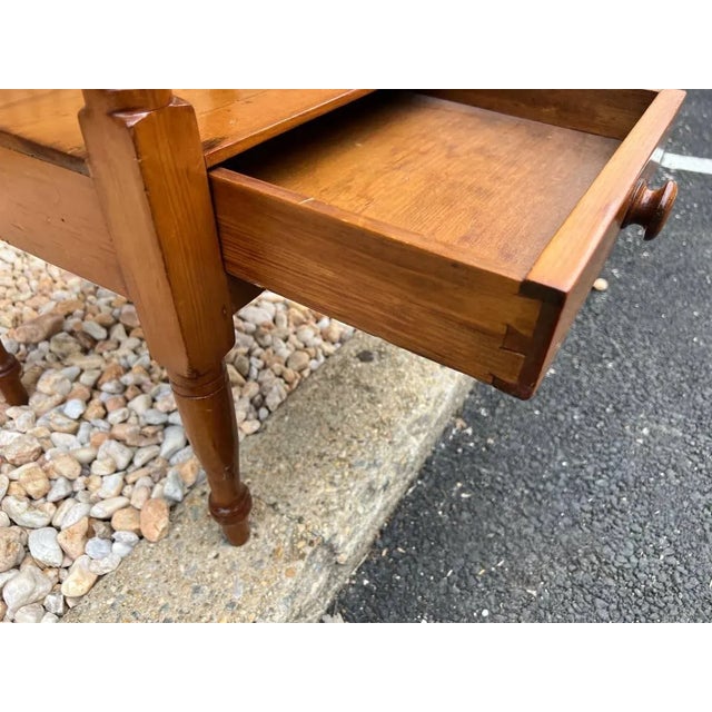 Early 20th Century Antique English Yellow Pine 2 Tier Side Table For Sale - Image 9 of 13