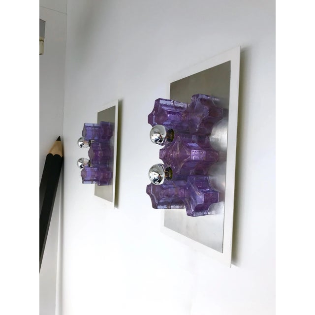 Pressed Glass Sconces by Biancardi and Jordan Arte, Italy, 1970 - A Pair For Sale - Image 10 of 13