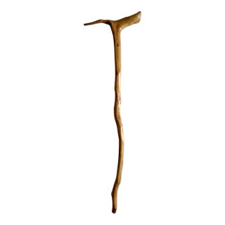 Natural Wooden Walking Stick, Rustic Hiking Staff/ Cane Twisted, T Handle 36” For Sale