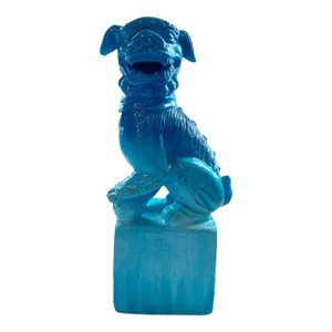 Large Mid Century Turquoise Asian Glazed Foo Dog