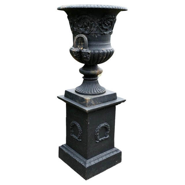 Large Cast Iron Urn, 1920 For Sale - Image 12 of 12