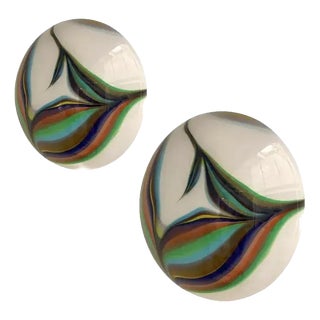 White Murano Glass Wall Lights by Simoeng, Set of 2 For Sale