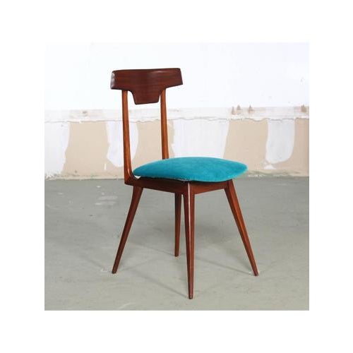 Velvet and Wood Chair, 1959 For Sale - Image 10 of 18