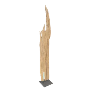 Mid Century Modern Light Wood 73" Tall Narrow Driftwood Sculpture on Steel Base