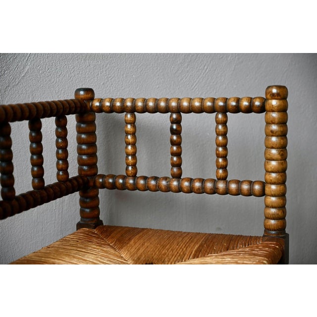 Brown Louis XIII Style Corner Chair in Turned Oak, 1950s For Sale - Image 8 of 12