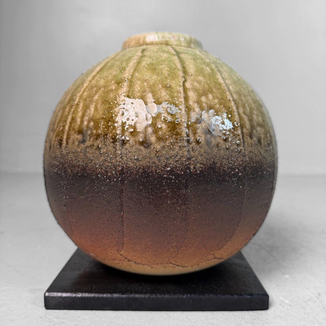 Brown Vintage Spherical Form with Green Ash Glaze, 1970 For Sale - Image 8 of 15