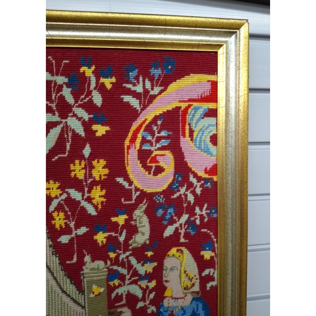 Red Rosemary Pipkin Jackson (American 20th Century), Excerpt From Unicorn Tapestry #3, 16th Century, Needlework, Framed For Sale - Image 8 of 11