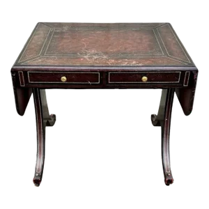 Maitland Smith Style Drop-Side Leather Writing Desk