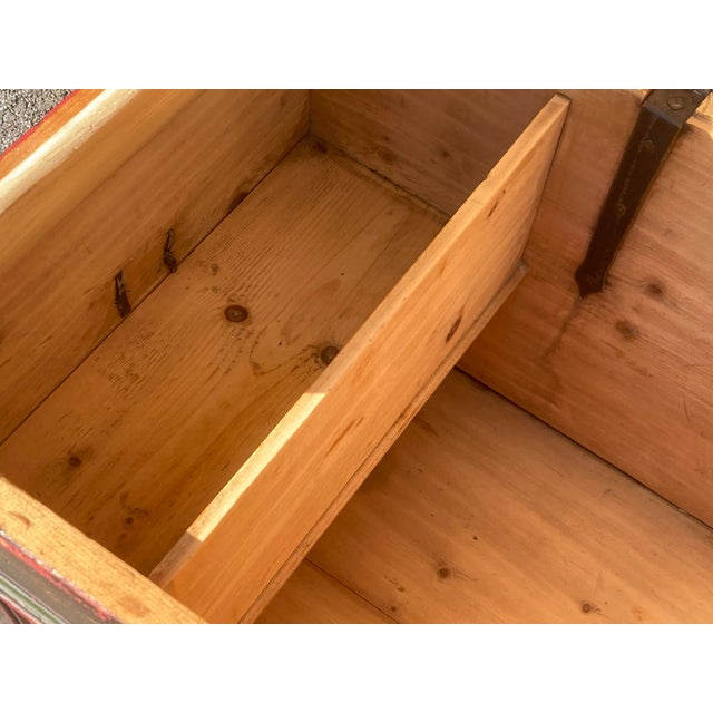 Pine Trunk or Blanket Chest in Original Decorative Paint For Sale - Image 12 of 16
